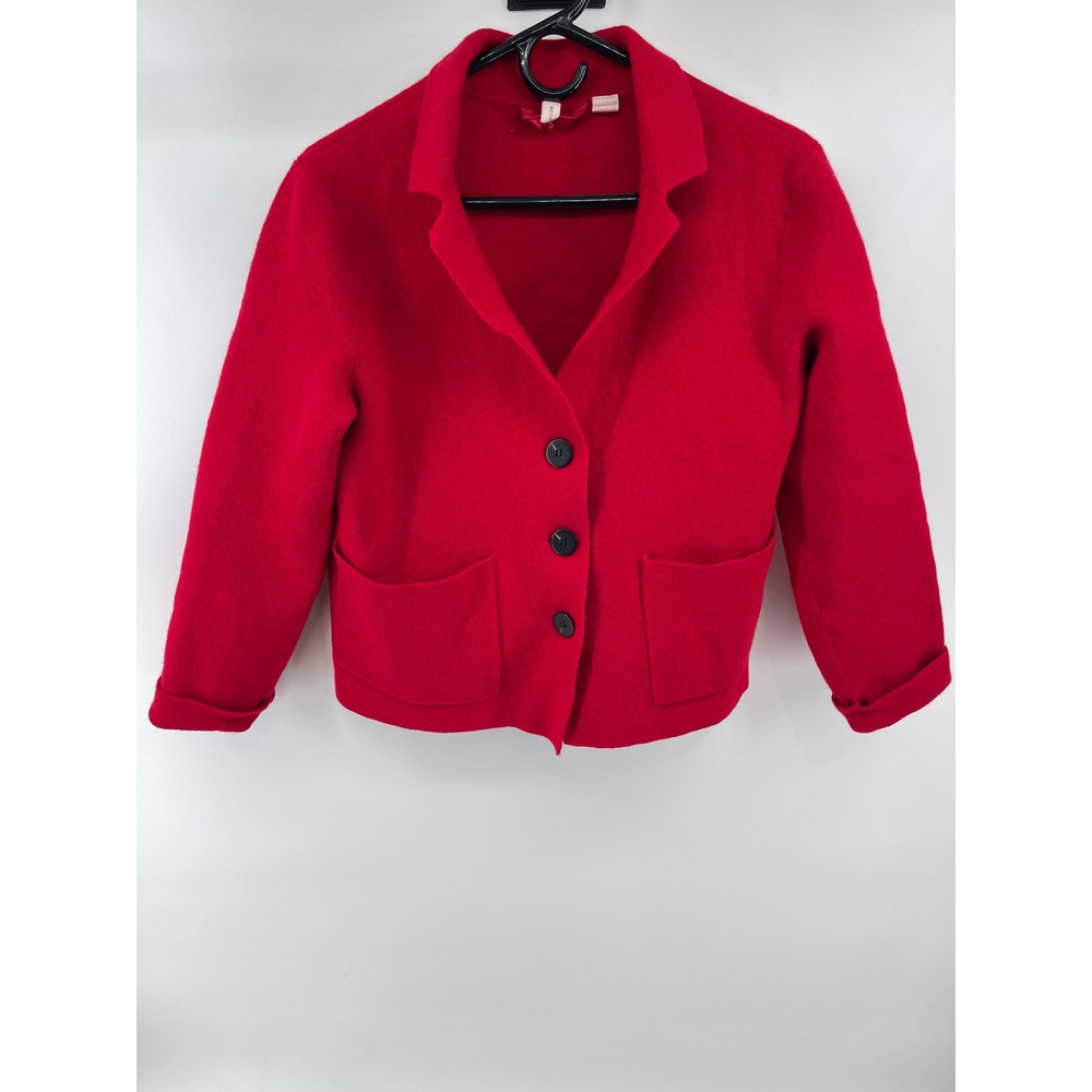 Moth Cardigan Sweater Blazer Women Medium Red Anthropology Cardigan Wool Blend
